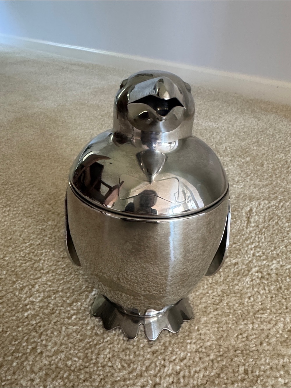 Mid Century Modern Vintage Stainless Steel Penguin Ice Bucket